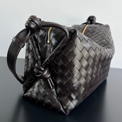 Sac week-end BV Loop 38 cm en cuir de veau chocolat