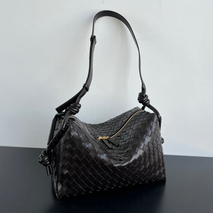 Sac week-end BV Loop 38 cm en cuir de veau chocolat
