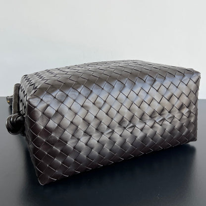 Sac week-end BV Loop 38 cm en cuir de veau chocolat