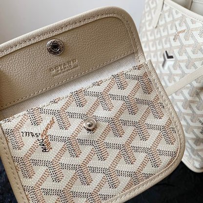 Mini sac Anjou 20 en toile goyardine beige et cuir de veau