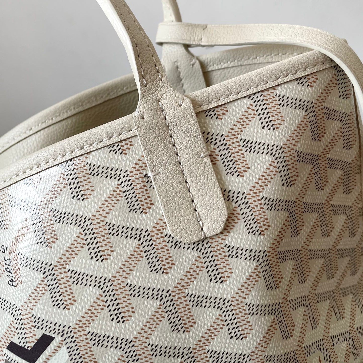 Mini sac Anjou 20 en toile goyardine beige et cuir de veau