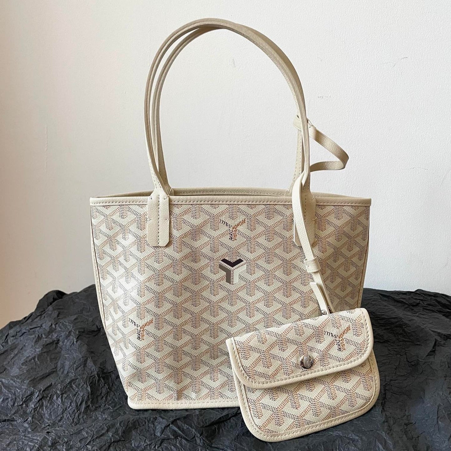 Mini sac Anjou 20 en toile goyardine beige et cuir de veau