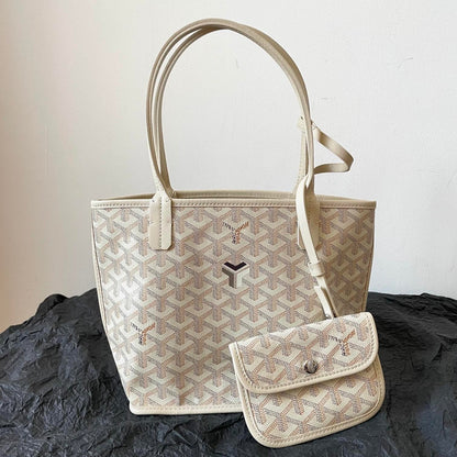 Mini sac Anjou 20 en toile goyardine beige et cuir de veau