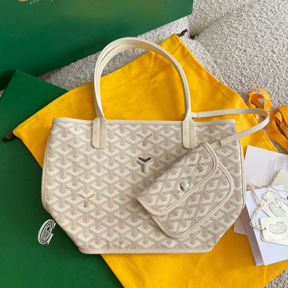 Mini sac Anjou 20 en toile goyardine beige et cuir de veau