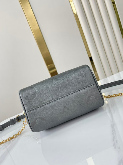 SPEEDY BANDOULIÈRE 20 EN GUN METAL MONOGRAMME EMPREINTE GOLD QUINCAILLERIE