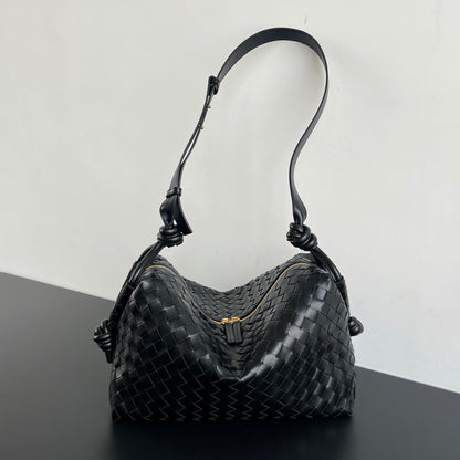 Sac week-end BV Loop 38 cm en cuir de veau noir