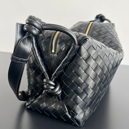 Sac week-end BV Loop 38 cm en cuir de veau noir