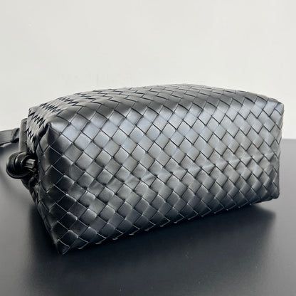 Sac week-end BV Loop 38 cm en cuir de veau noir