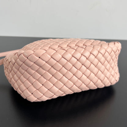 Petit sac à main BV Cobble Top Handle 23 cm en cuir d'agneau rose pastel