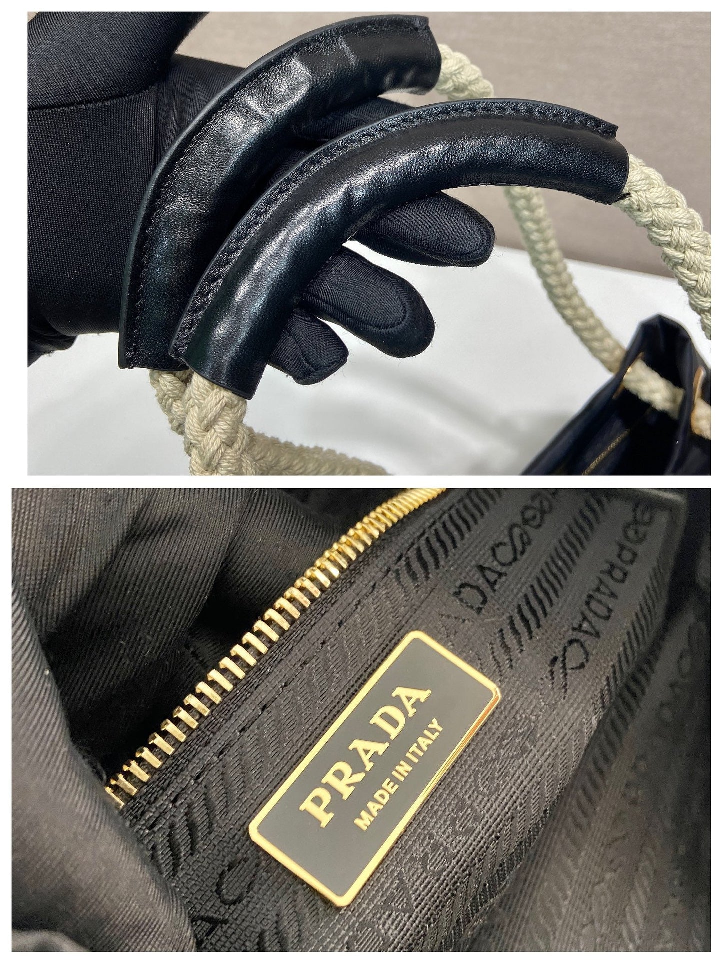 バケットバッグ 28インチ ブラック RE-NYLON ゴールドロゴ
