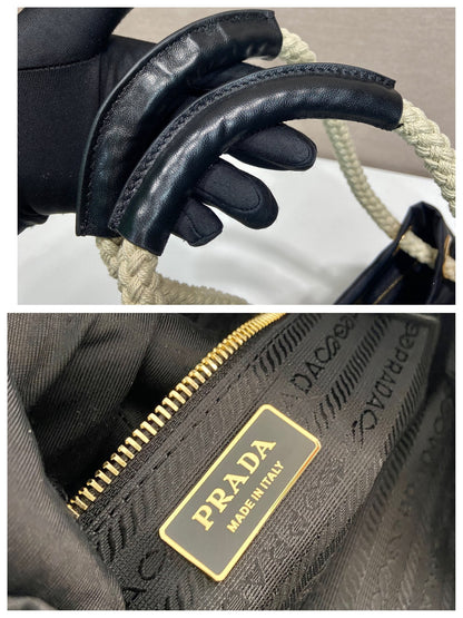 バケットバッグ 28インチ ブラック RE-NYLON ゴールドロゴ