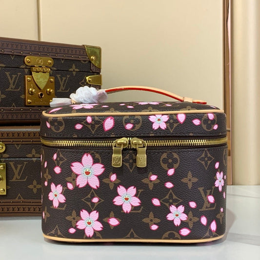 Sac à main LV x TM NICE 20 cm en toile monogrammée Sakura Brown Cherry Blossom