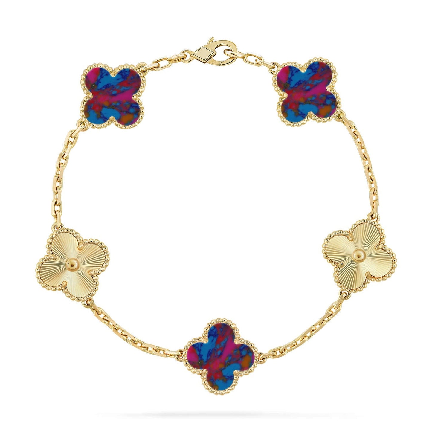 CLOVER 5 MOTIF COLOR GEMSTONES BRACELET COLLECTION