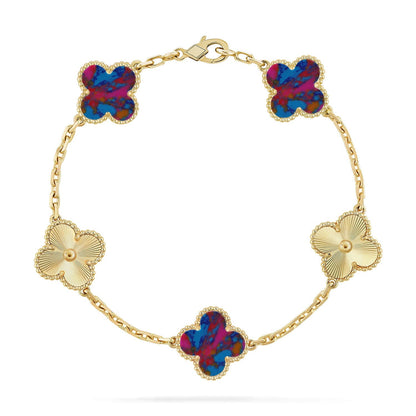 CLOVER 5 MOTIF COLOR GEMSTONES BRACELET COLLECTION