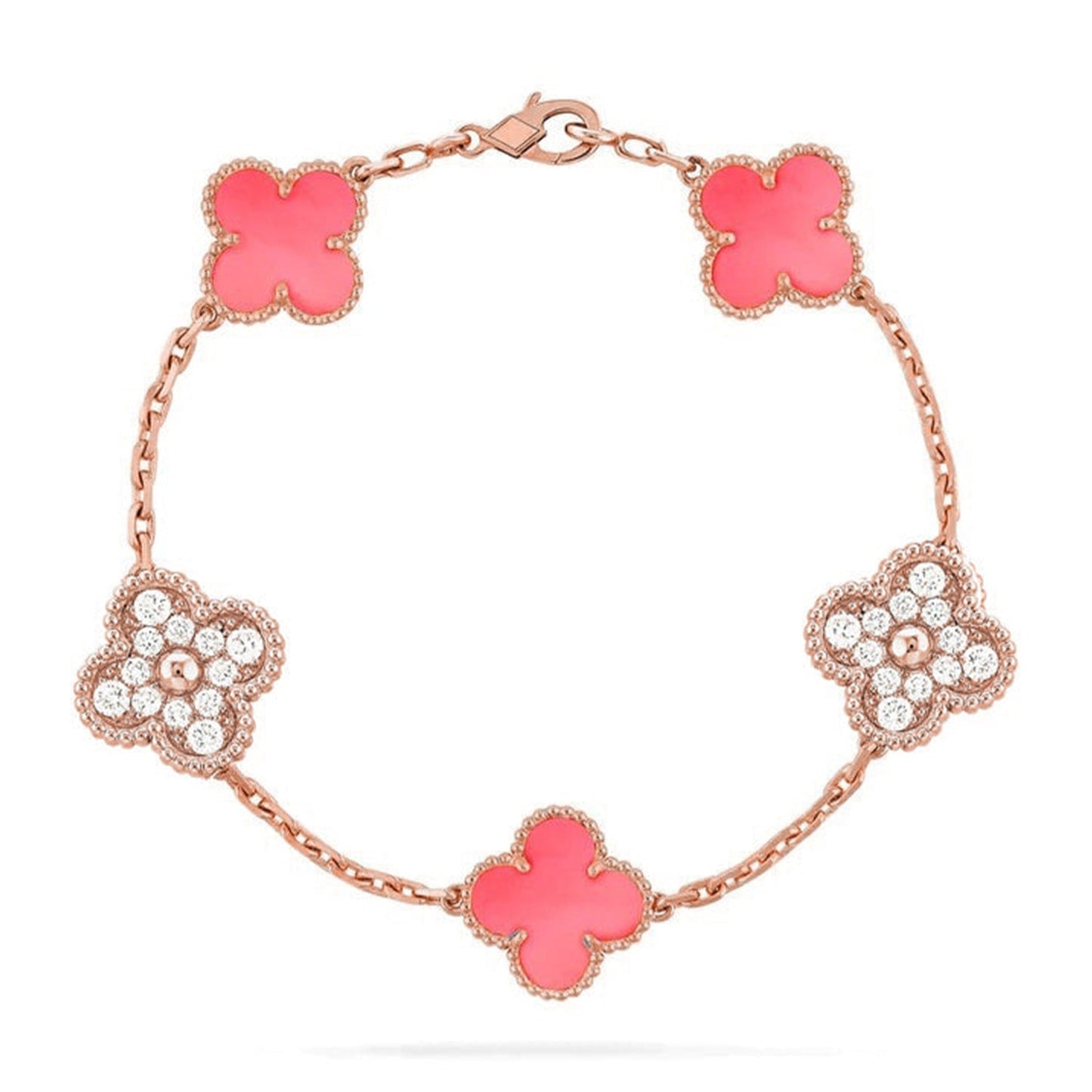 CLOVER 5 MOTIFS  PINK MOP BRACELET COLLECTION