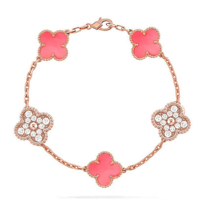 CLOVER 5 MOTIFS  PINK MOP BRACELET COLLECTION