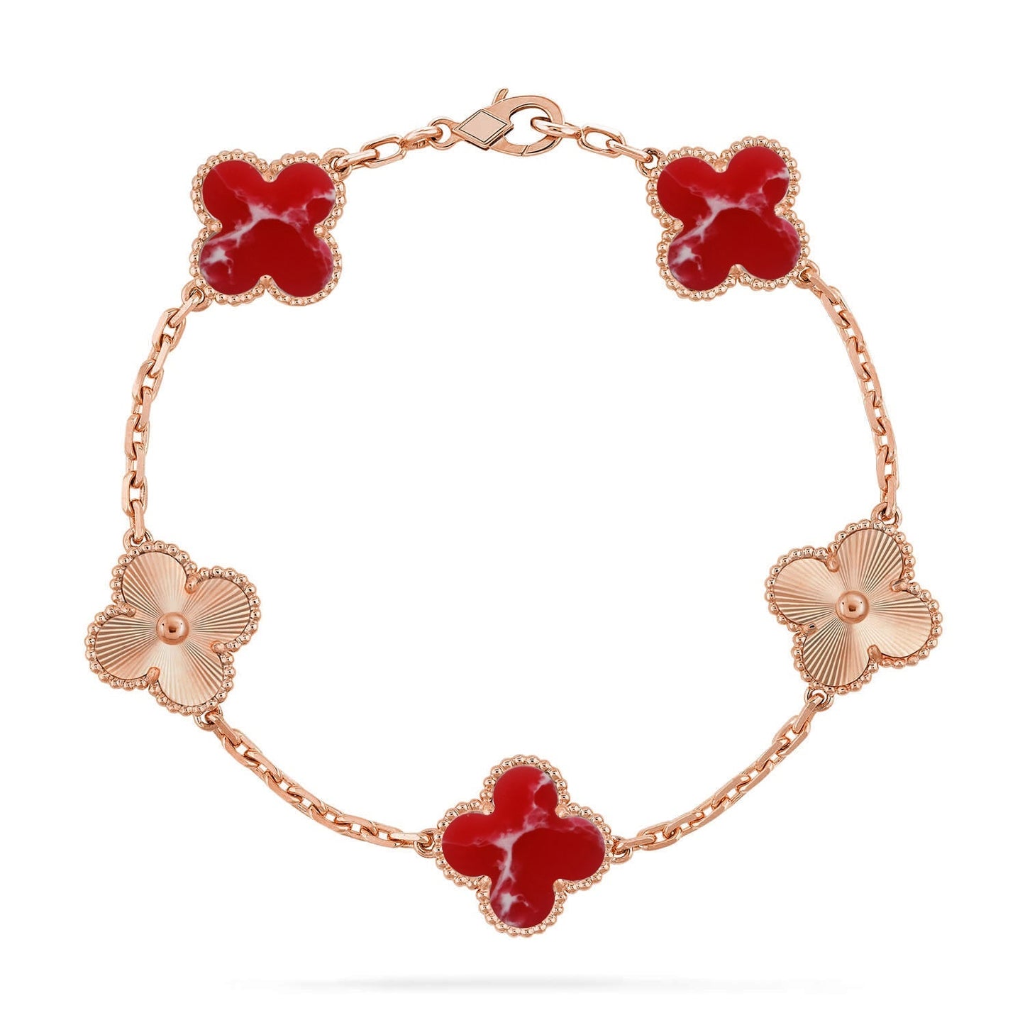 CLOVER 5 MOTIF RED PATTERN BRACELET COLLECTION