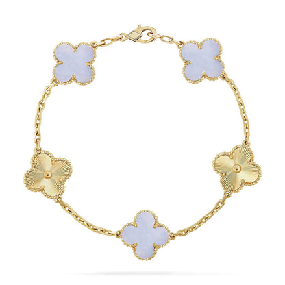 CLOVER 5 MOTIF PURPLE CHALCEDONY BRACELET COLLECTION