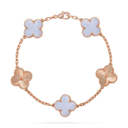 CLOVER 5 MOTIF PURPLE CHALCEDONY BRACELET COLLECTION