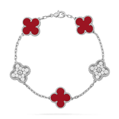 CLOVER 5 MOTIF RED CORNELIAN BRACELET COLLECTION