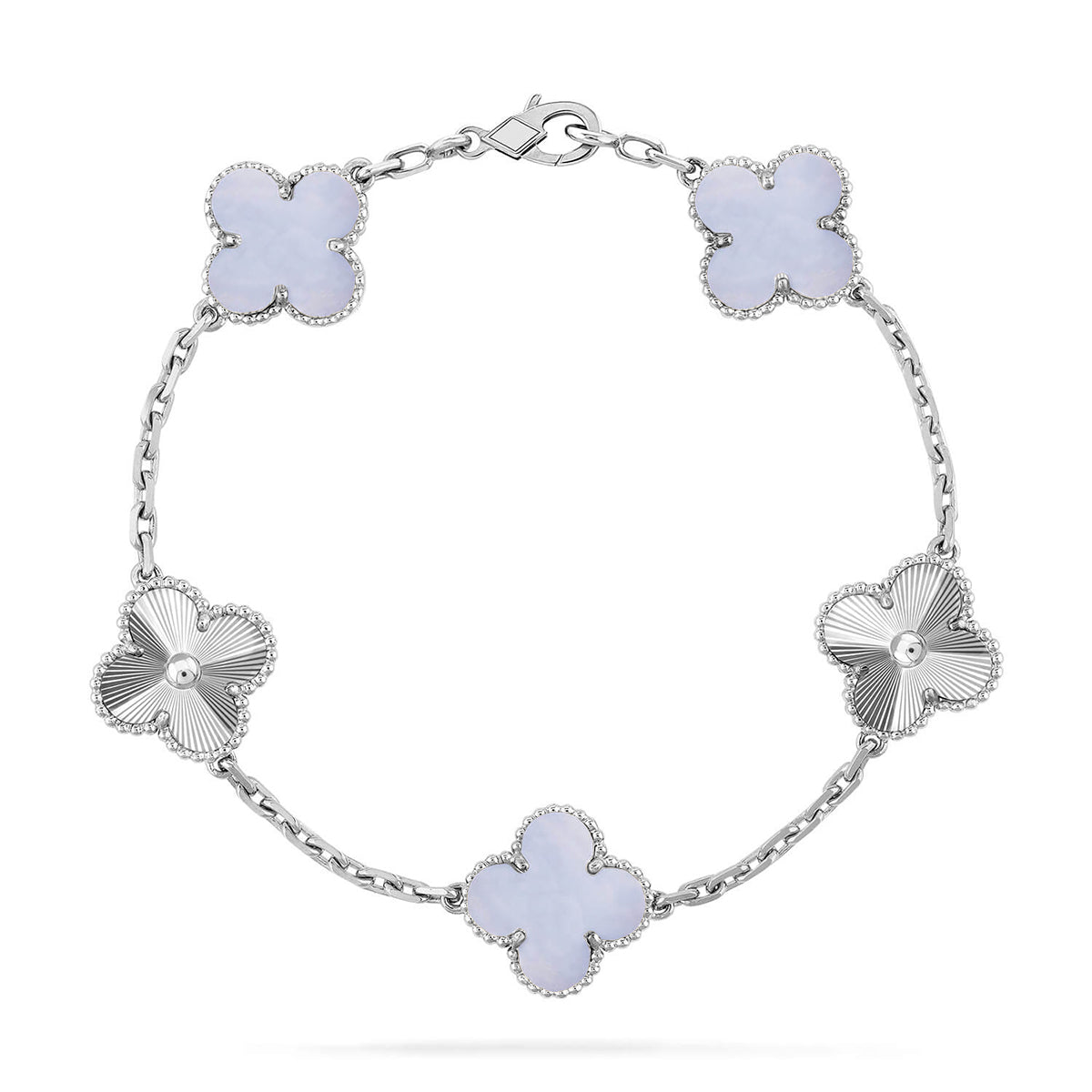 CLOVER 5 MOTIF PURPLE CHALCEDONY BRACELET COLLECTION