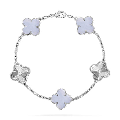 CLOVER 5 MOTIF PURPLE CHALCEDONY BRACELET COLLECTION