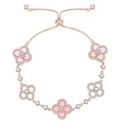 CLOVER 5 MOTIF PINK BLUE RED WHITE BRACELET