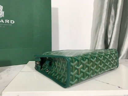 Trousse de toilette Goyard Jouvence en tissu PVC vert avec cuir de vachette