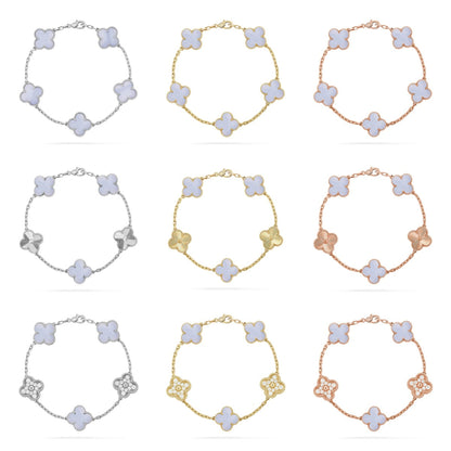 CLOVER 5 MOTIF PURPLE CHALCEDONY BRACELET COLLECTION