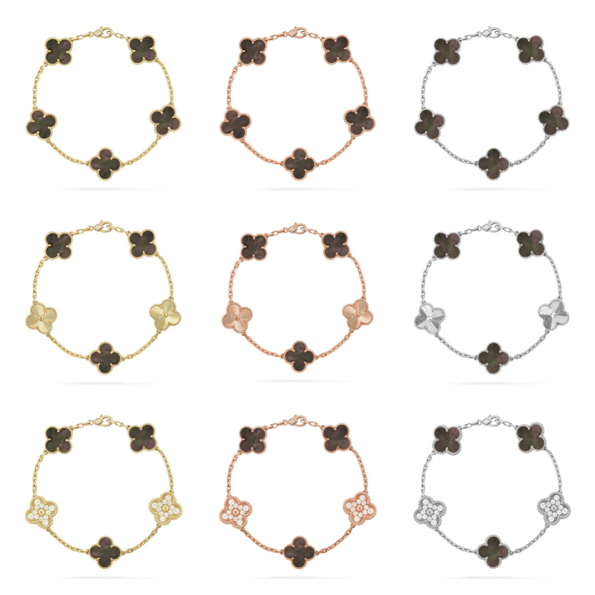 CLOVER 5 MOTIF GRAY MOP BRACELET COLLECTION