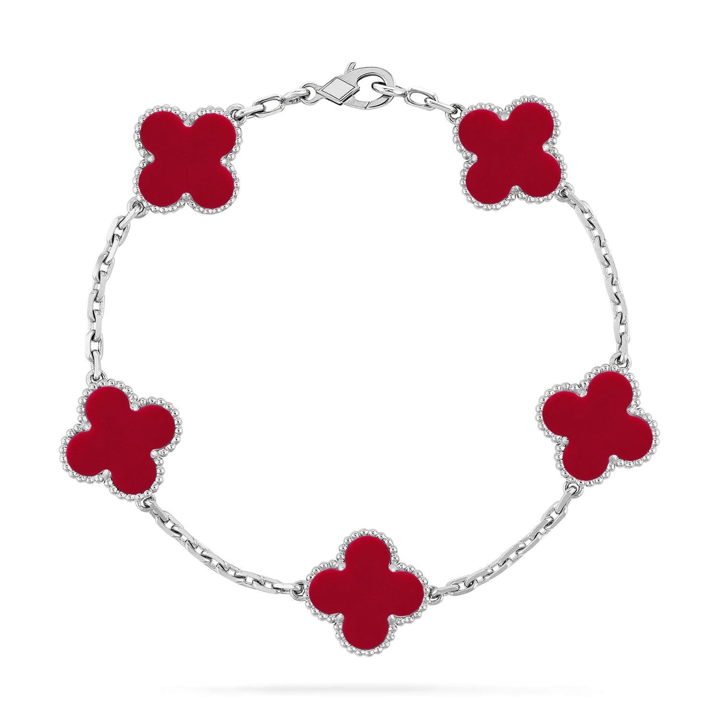 CLOVER 5 MOTIF RED CORNELIAN BRACELET COLLECTION