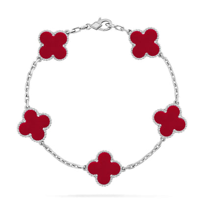 CLOVER 5 MOTIF RED CORNELIAN BRACELET COLLECTION