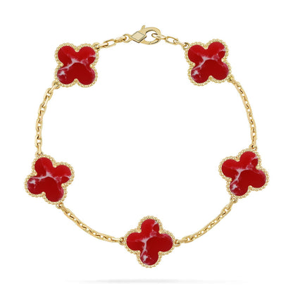 CLOVER 5 MOTIF RED PATTERN BRACELET COLLECTION