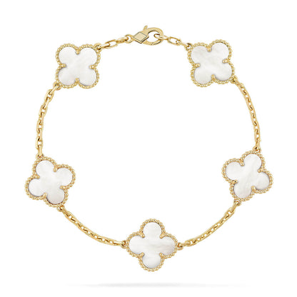 CLOVER WHITE PEARL MOP 5 MOTIF BRACELET COLLECTION