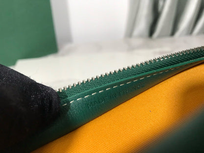 Trousse de toilette Goyard Jouvence en tissu PVC vert avec cuir de vachette