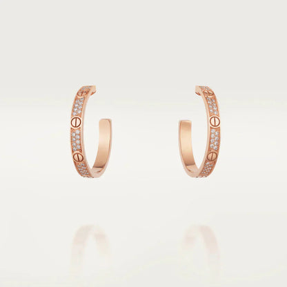 LOVE DIAMOND PINK GOLD HOOP EARRINGS