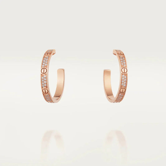 LOVE DIAMOND PINK GOLD HOOP EARRINGS