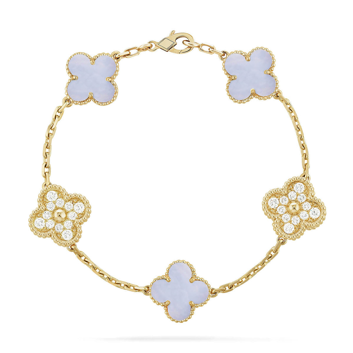 CLOVER 5 MOTIF PURPLE CHALCEDONY BRACELET COLLECTION