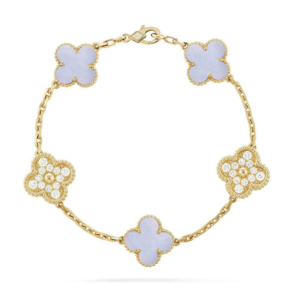 CLOVER 5 MOTIF PURPLE CHALCEDONY BRACELET COLLECTION