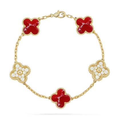 CLOVER 5 MOTIF RED PATTERN BRACELET COLLECTION