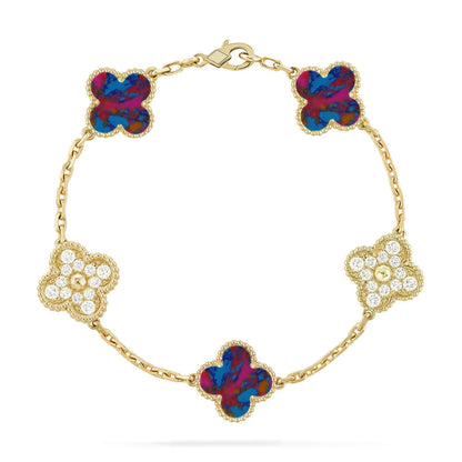CLOVER 5 MOTIF COLOR GEMSTONES BRACELET COLLECTION