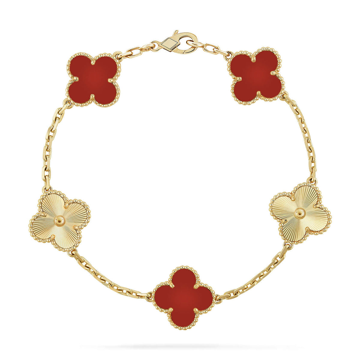 CLOVER 5 MOTIF RED CORNELIAN BRACELET COLLECTION
