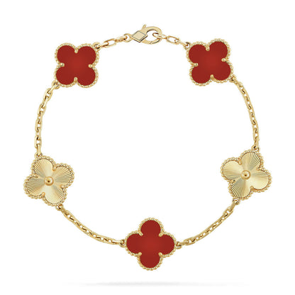CLOVER 5 MOTIF RED CORNELIAN BRACELET COLLECTION
