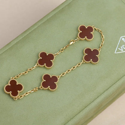 CLOVER 5 MOTIF RED CORNELIAN BRACELET COLLECTION