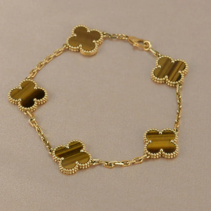 CLOVER 5 MOTIFS TIGER EYE BRACELET COLLECTION