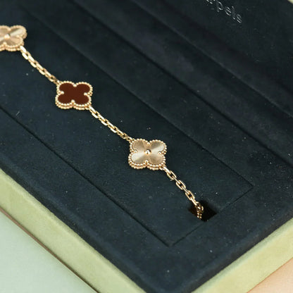 CLOVER 5 MOTIF RED CORNELIAN BRACELET COLLECTION