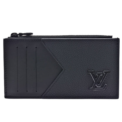 PORTE-CARTES 8 PIÈCES EN CUIR DE VEAU AÉROGRAMME NOIR