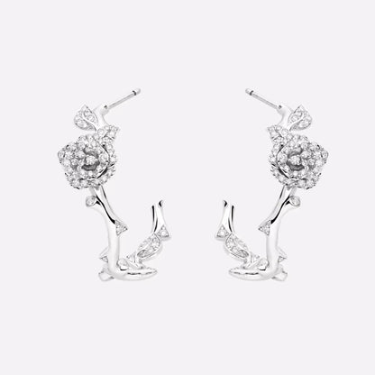 BOUCLES D'OREILLES ROSE BAGATELLE DIAMANT