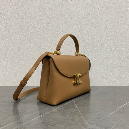 Celin Medium Nino 25 cm en cuir de veau marron avec finitions dorées