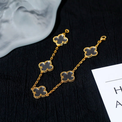 CLOVER 5 MOTIF ROCK CRYSTAL BRACELET